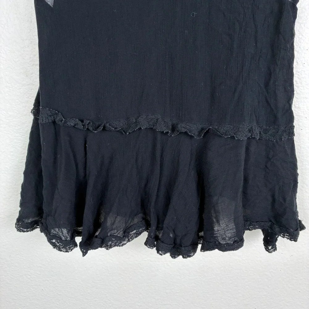 Free People Tank Top Sz S Babydoll Boho Flowy Cottage Lace Ruffle Tiered Fairy